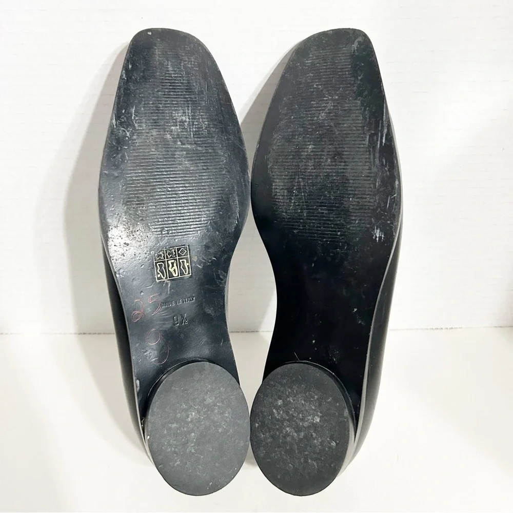 Everlane The 90's Black Leather Square Toe Round Heel Loafers Flats Size 9.5